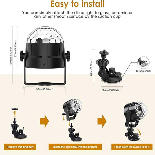 Gobikey Disco Ball - 360° Rotating Music-Activated LED Party Lamp with Remote Control, 3W RGB Dynamic Disco Light Effects, 4m / 13ft USB Cable, Party Light