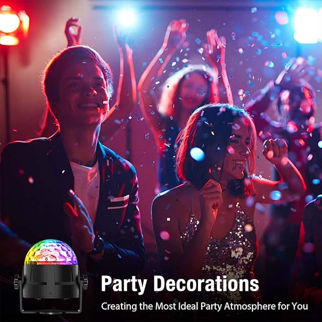 Gobikey Disco Ball - 360° Rotating Music-Activated LED Party Lamp with Remote Control, 3W RGB Dynamic Disco Light Effects, 4m / 13ft USB Cable, Party Light