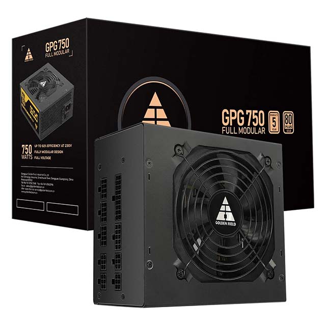 Golden Field GPG750 750W Full Modular ATX Power Supply – 80+ Gold Certified High Efficiency Computer PSU for Gaming &amp; Workstations