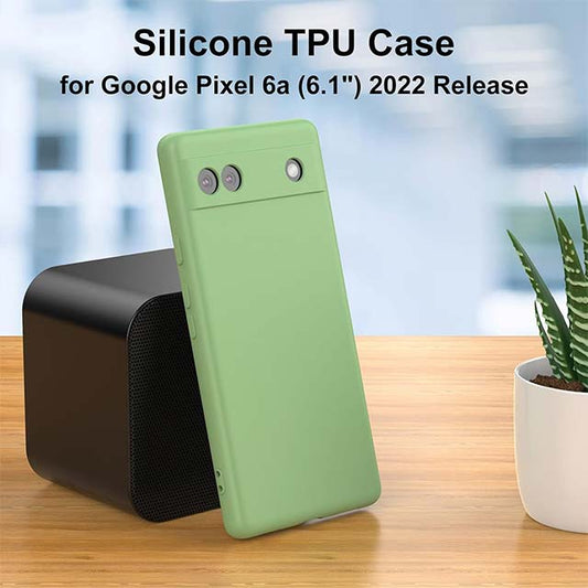 Google Pixel 6a Silicone Case with Built-in Screen Protector – Liquid Gel Rubber Bumper with Soft Lining Cushion, Slim &amp; Durable Protective Cover for Pixel 6a (2022)