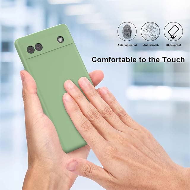 Google Pixel 6a Silicone Case with Built-in Screen Protector – Liquid Gel Rubber Bumper with Soft Lining Cushion, Slim &amp; Durable Protective Cover for Pixel 6a (2022)