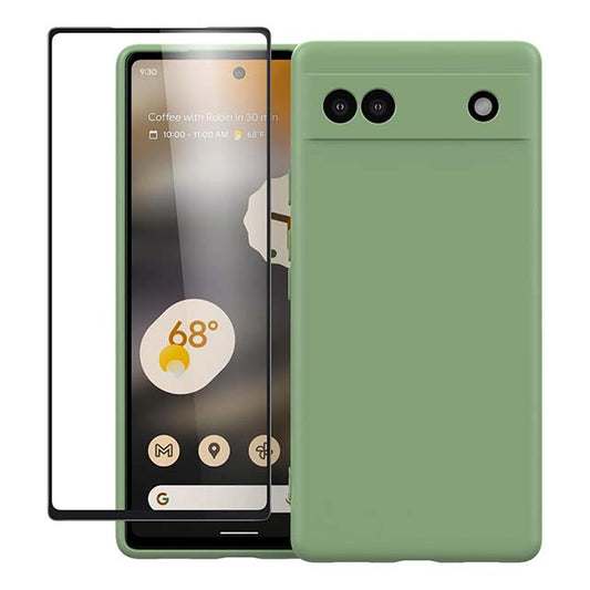 Google Pixel 6a Silicone Case with Built-in Screen Protector – Liquid Gel Rubber Bumper with Soft Lining Cushion, Slim &amp; Durable Protective Cover for Pixel 6a (2022)