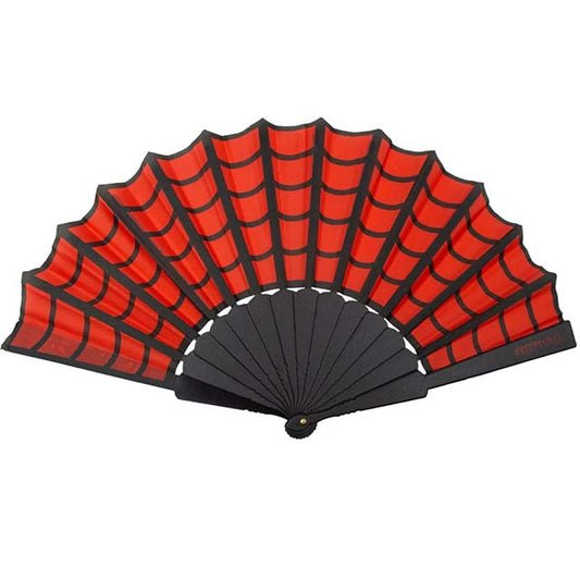 Gothic Scallop Fabric Hand Fan – Intricate Spiderweb Folding Fan for Cosplay, Medieval &amp; Vintage Home Decor