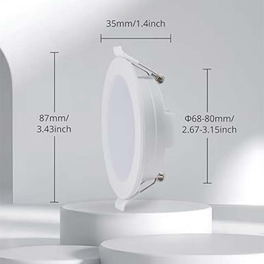 Gr4tec Dimmable 6W LED Recessed Ceiling Light – 4000K Natural White Downlight, Ultra-Slim 35mm IP65 Waterproof Spotlights for Bathroom &amp; Living Room (φ68-80mm Hole)