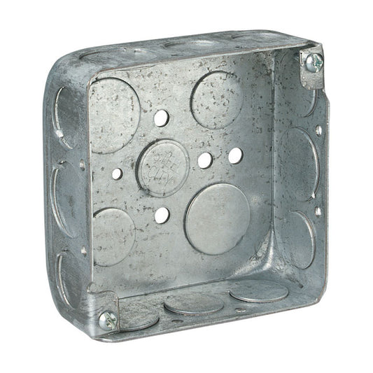 Gray Square Plenum Box – Drawn Design, 2-1/8" Deep with 11½" &amp; 5¾" Knockouts for HVAC/Electrical Applications