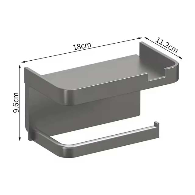 Toilet Paper Holder with Plastic Storage Rack – Wall-Mounted Organizer for Kitchen Towels, Seasoning Bottles &amp; Bathroom Paper Roll, Phone Storage