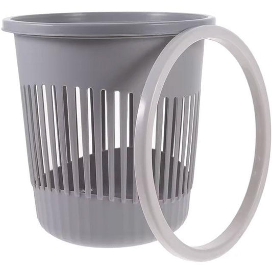 Grey Plastic Trash Can – Simple Household Garbage Container for Bathroom & Living Room