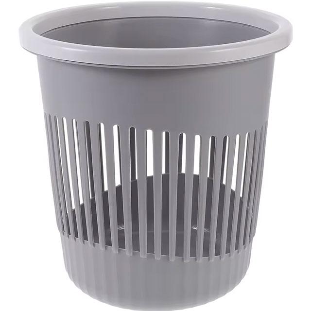 Grey Plastic Trash Can – Simple Household Garbage Container for Bathroom & Living Room