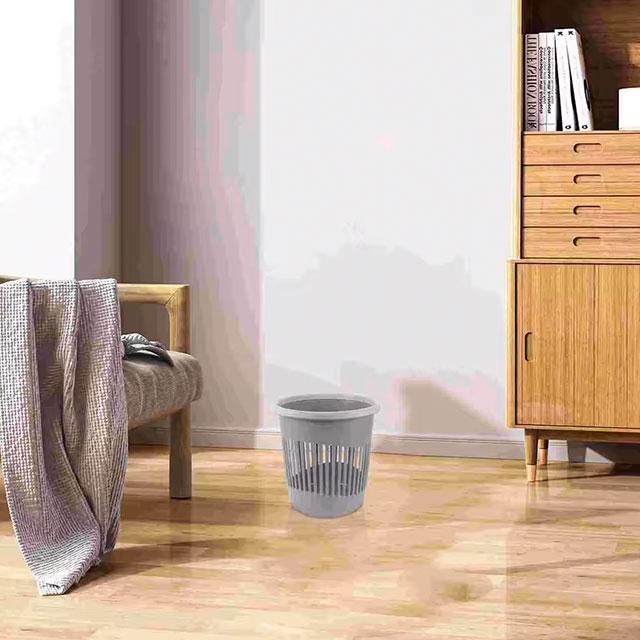 Grey Plastic Trash Can – Simple Household Garbage Container for Bathroom & Living Room