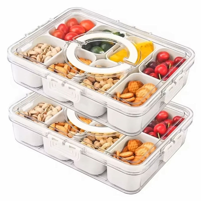 4/8 Grid Portable Snack Box Container | Travel Charcuterie Board with Lid | Refrigerator Food Storage & Organizer