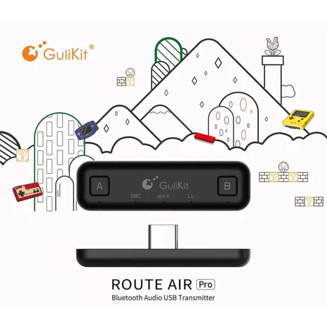Gulikit Route Air PRO Wireless Bluetooth Audio USB Adapter with Built-In MIC for Nintendo Switch – Black