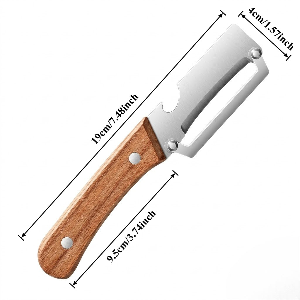 Premium Stainless Steel Fruit and Vegetable Peeler – Durable Wooden Handle Slicer for Kitchen Use