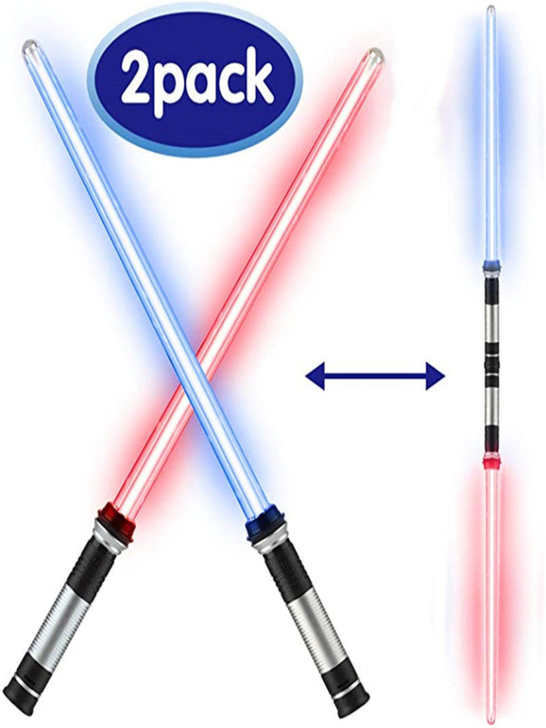 Telescopic LED Light-Up Sword Toy – 2-in-1 Motion-Activated 7-Color Flashing Extendable Laser Sword