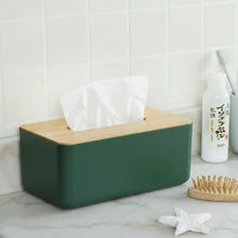 Boîte à mouchoirs moderne en plastique avec couvercle en bois – Organiseur de serviettes et lingettes humides pour la maison, le bureau et la voiture