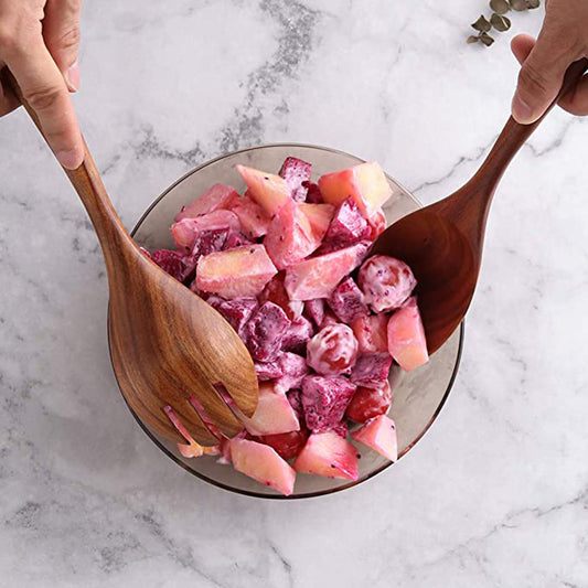 Ensemble de 6 cuillères de cuisine en bois de teck naturel