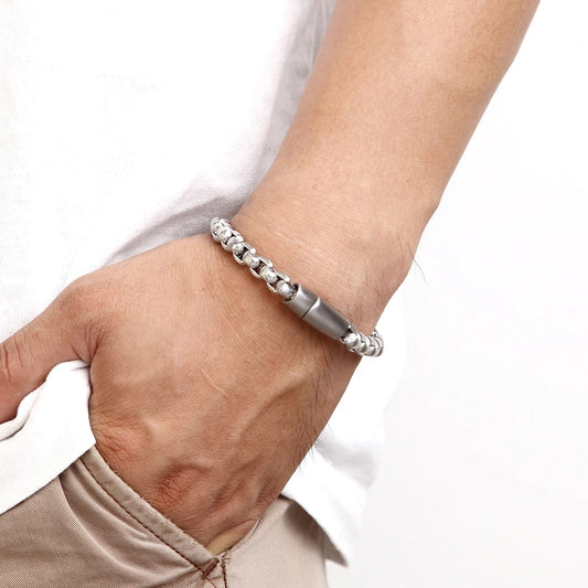 Bracelet à chaîne en acier inoxydable avec boucle magnétique (EGBT348) 