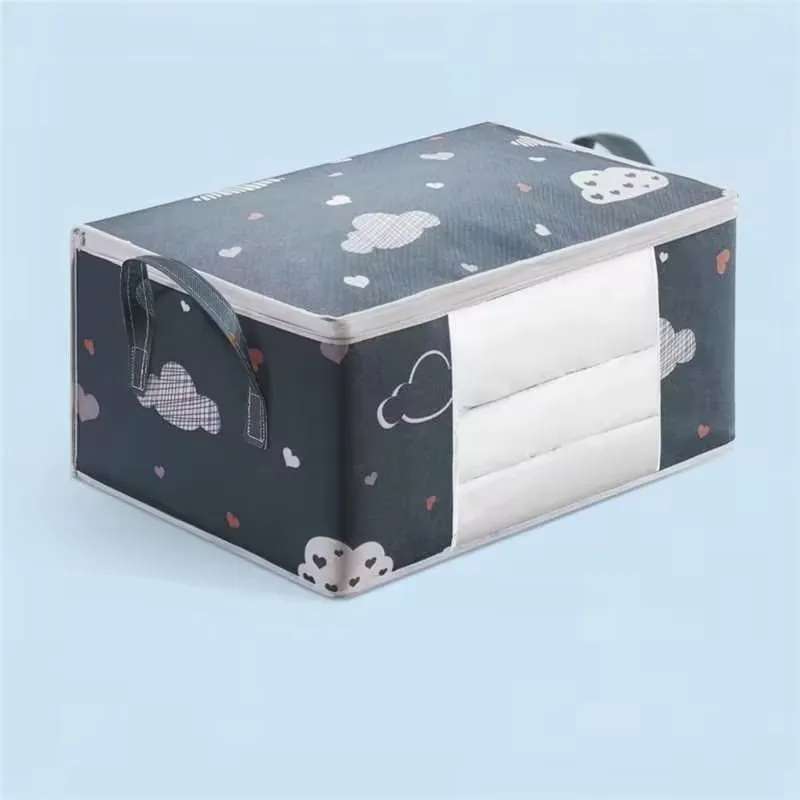 Large Capacity Foldable Clothes Storage Bag – Heavy-Duty Quilt & Bedding Organizer with Reinforced Handles – Sturdy Dual-Zipper Storage Bin for Blankets and Comforters – Available in Medium & Large Sizes