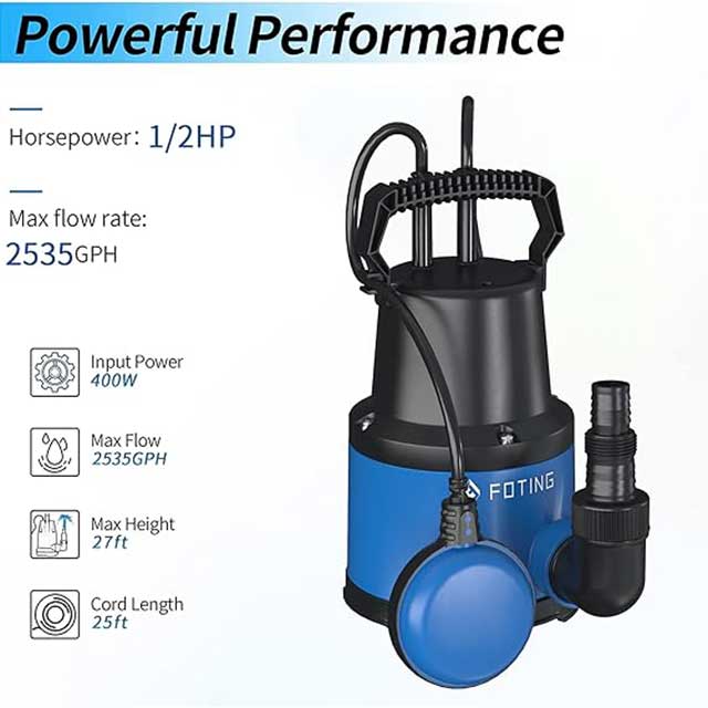 FOTING 1/2 HP Submersible Sump Pump