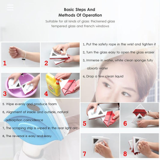 Brosse de nettoyage de vitres magnétique double