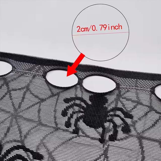 Halloween Short Curtain with Bat &amp; Spider Design – Spooky Window, Living Room &amp; Bedroom Holiday Décor