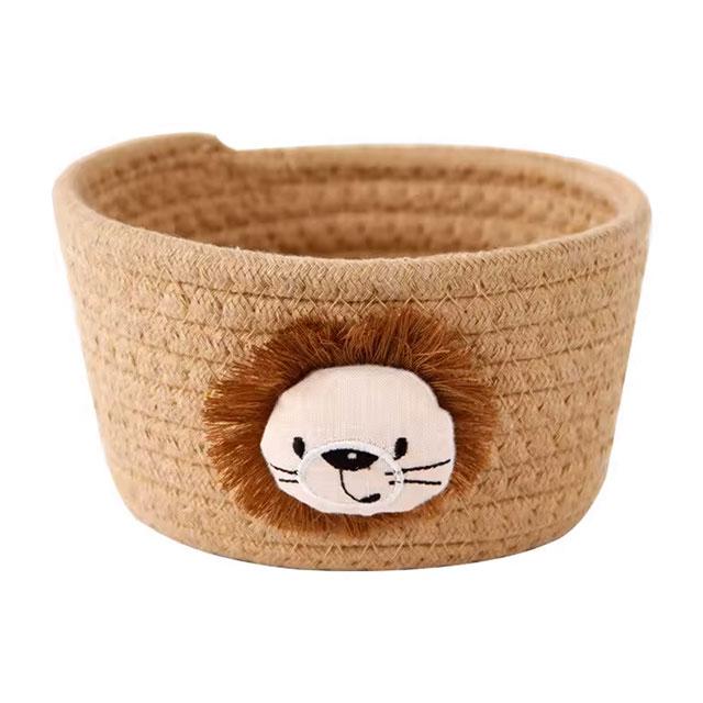 Hand-Woven Cotton Rope Storage Basket – 16x9CM Cartoon Animal Organizer for Kids' Toys & Sundries
