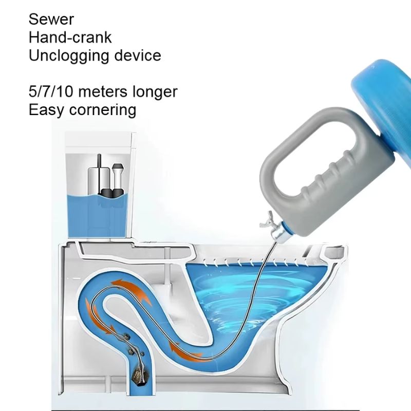 Déboucheur manuel extensible – Débouchoir à piston et curage pour canalisations lourdes – Tarière à ressort flexible en acier pour éviers, toilettes et baignoires (3m / 7m / 10m)