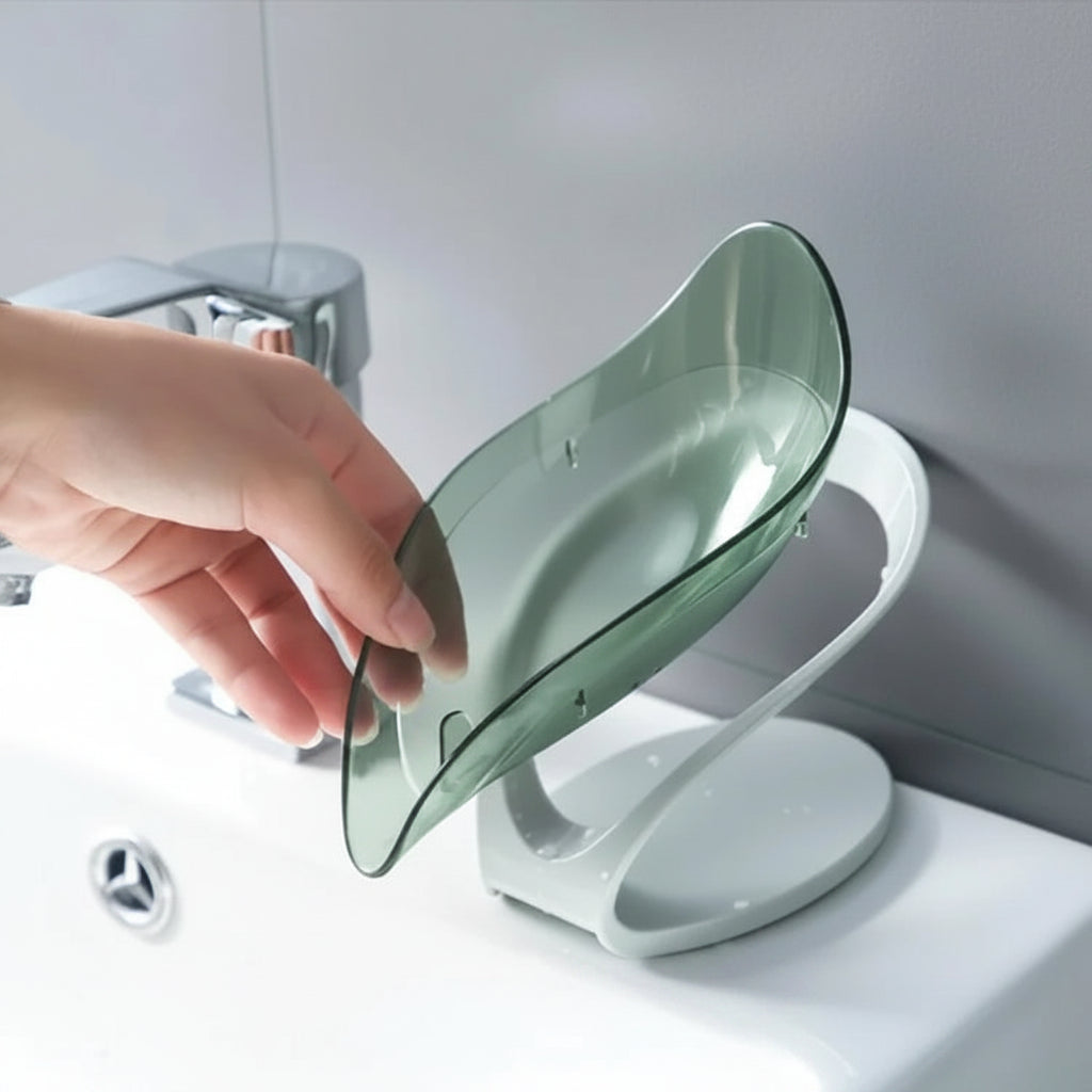Leaf Shape Soap Holder with Drainage – Self-Draining Soap Dish for Bathroom & Kitchen Sink