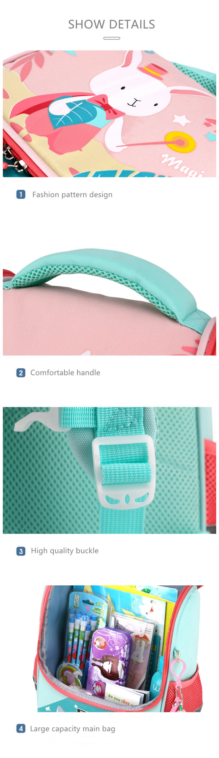 Sac à dos scolaire à motifs de dessins animés pour enfants (EGB078)