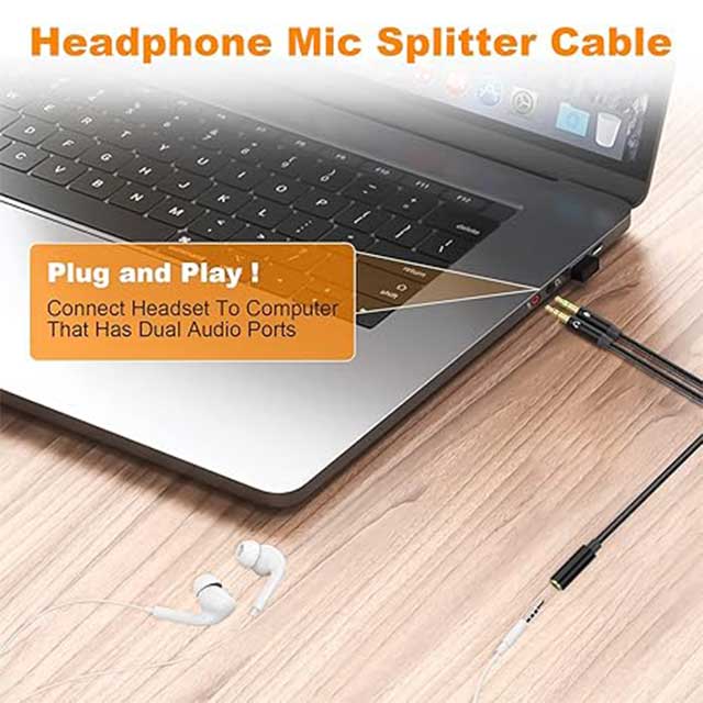 Headphone Splitter Mic Cable