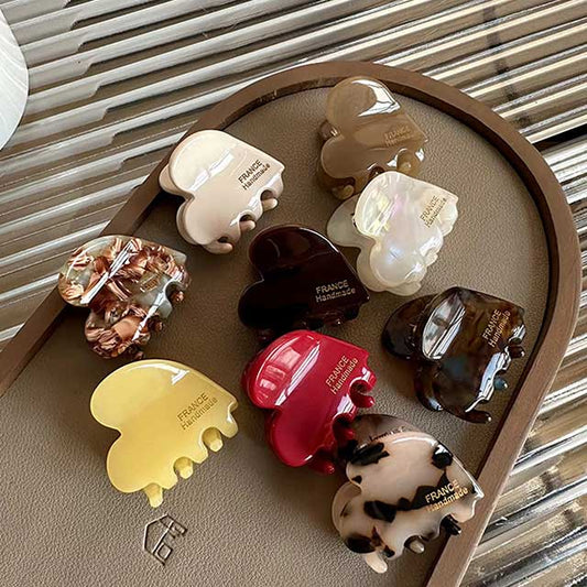Heart-Shaped Acetic Acid Hair Claw Clip for Women & Girls – Creative Half-Up Hair Gripper Accessory