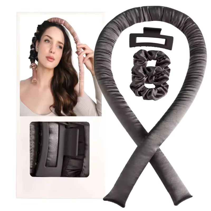 Serre-tête bigoudi sans chaleur – Ruban de soie pour boucles de nuit – Kit de bigoudis paresseux en mousse souple de 98 cm pour un coiffage sans chaleur et des ondulations naturelles
