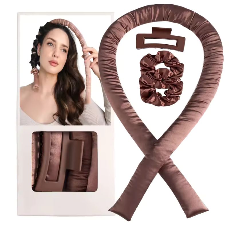 Serre-tête bigoudi sans chaleur – Ruban de soie pour boucles de nuit – Kit de bigoudis paresseux en mousse souple de 98 cm pour un coiffage sans chaleur et des ondulations naturelles