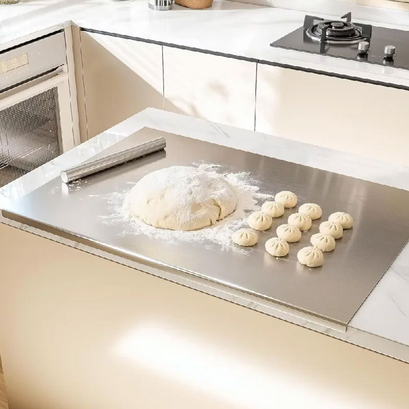 Heavy-Duty Stainless Steel Cutting Board – Anti-Bacterial Kitchen Surface for Dough Kneading, Chopping, and Fruit – Easy-to-Clean Metal Worktop