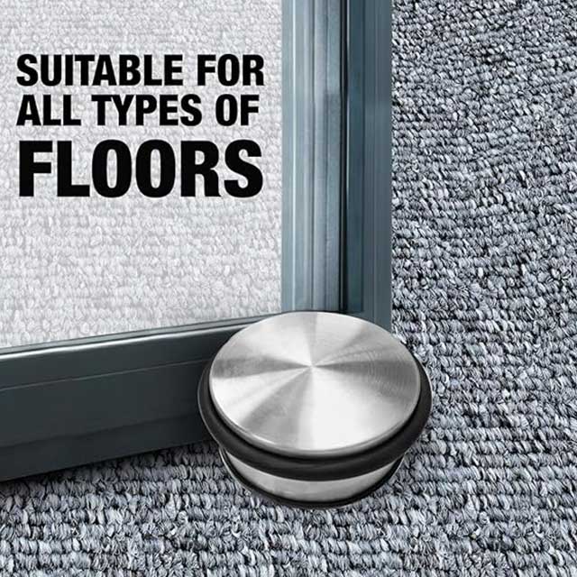 Heavy Duty Stainless Steel Door Stop – 110mm x 60mm, 1.1kg with Non-Slip Rubber Underlay & Scratch-Free Protection