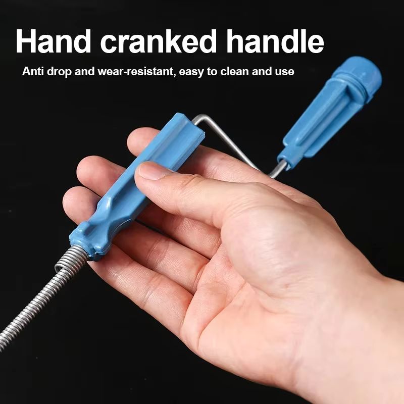 Heavy-Duty Handheld Sewer Unclogger – 2 METERS Flexible Pipe Auger – Manual Crank Drain Snake for Kitchen Sinks, Toilets, and Floor Drains