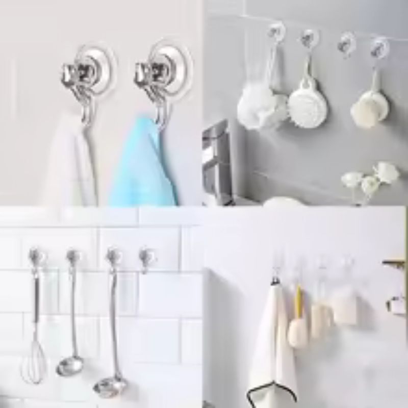 1 PIECE Heavy-Duty Transparent Suction Cup Hooks – Reusable Vacuum Suction Wall Hooks – Waterproof & No-Drill Towel Hanger for Bathroom, Kitchen, and Glass Surfaces