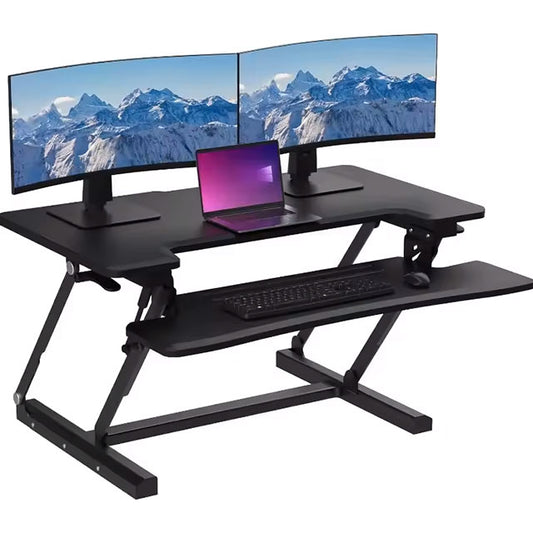 Height Adjustable Standing Desk Converter – Sit-to-Stand Riser with Wide Keyboard Tray, Dual Monitor & Laptop Workstation for Home & Office