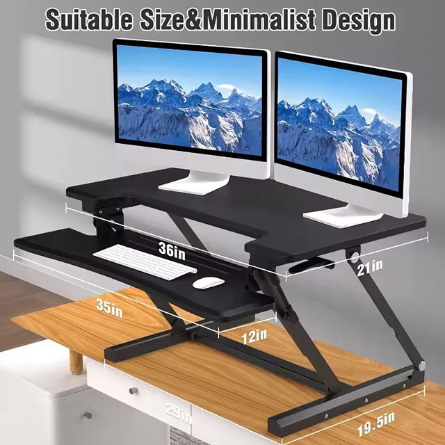 Height Adjustable Standing Desk Converter – Sit-to-Stand Riser with Wide Keyboard Tray, Dual Monitor & Laptop Workstation for Home & Office