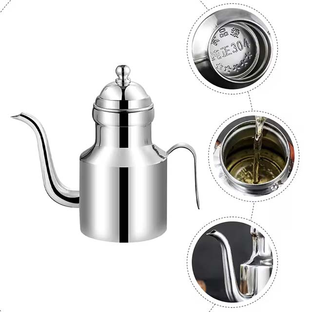 Hemoton Stainless Steel Olive Oil Dispenser – Leakproof Oil Can for Cooking & Salad Dressing Storage