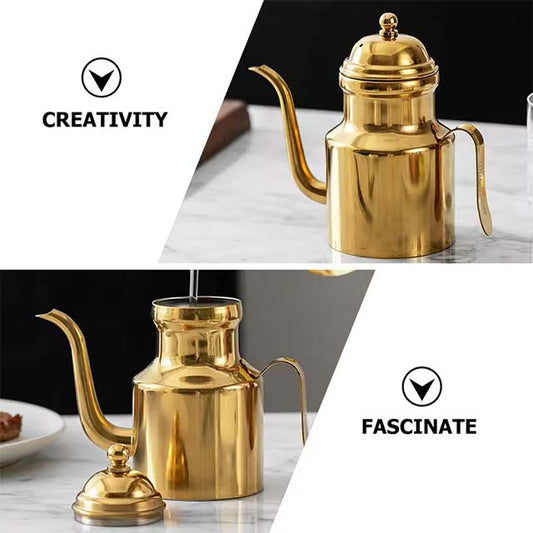 Hemoton Stainless Steel Olive Oil Dispenser – Leakproof Oil Can for Cooking & Salad Dressing Storage
