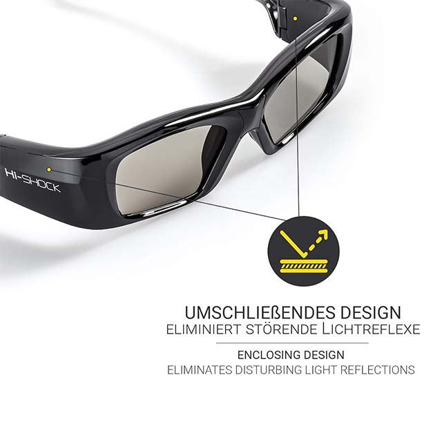 Hi-SHOCK BT Pro Black Diamond 3D Glasses - Bluetooth Series, 3D DLP LINK, UltraHD Viewing, Compatible with Sony, Samsung, Panasonic, Sharp, Toshiba &amp; LG 3D TVs