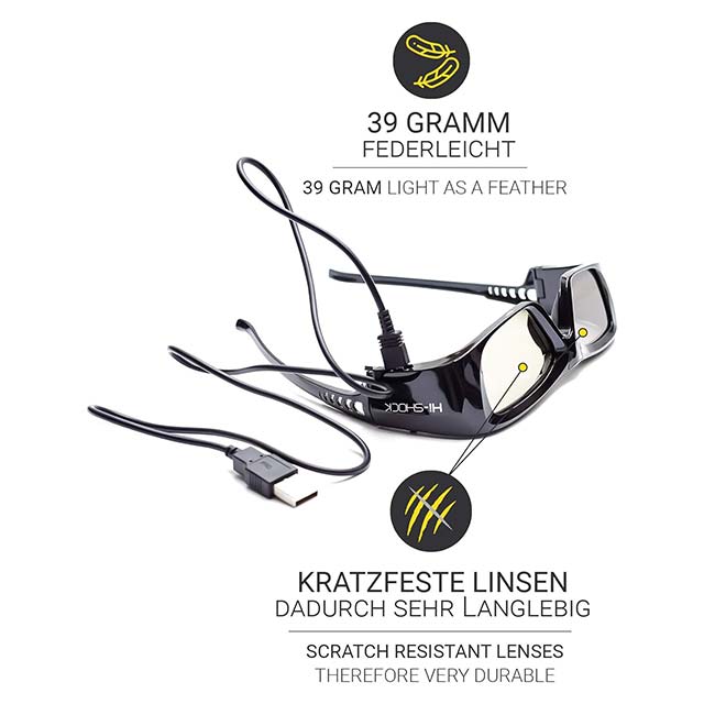 Hi-SHOCK BT Pro Black Diamond 3D Glasses - Bluetooth Series, 3D DLP LINK, UltraHD Viewing, Compatible with Sony, Samsung, Panasonic, Sharp, Toshiba &amp; LG 3D TVs