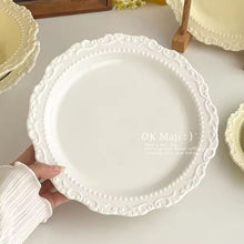 High-End Relief Dining Plate - Light Luxury Ceramic French Style Dessert & Western Cuisine Plate