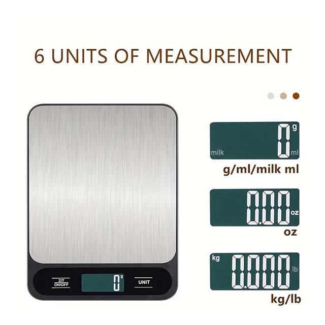 High Precision 10kg Digital Kitchen Scale - Stainless Steel Surface, Baking & Gram Weight Scale with Digital Display for Accurate Measurements