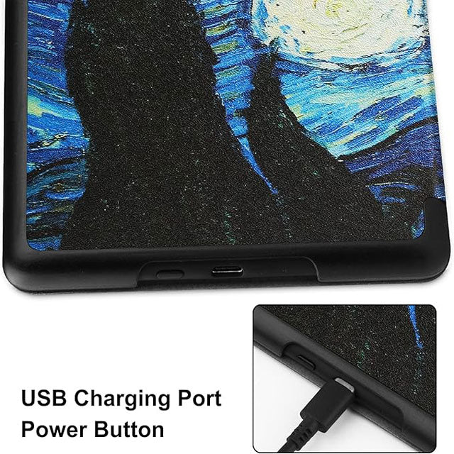HoYiXi Starry Night Kindle Case – Premium Thin Leather &amp; Fabric Protective Cover for 11th Generation (2022 Release)