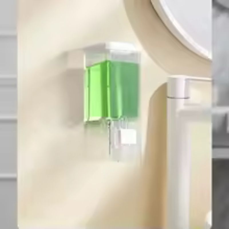 موزع صابون يدوي بالضغط – زجاجة معقم لاصقة تُثبت على الحائط – تخزين سائل شفاف للحمام والمطبخ (بدون ثقب)