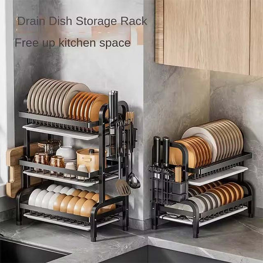 Household Multifunctional Dish Rack – Stainless Steel Bowl & Tableware Storage Shelf with Drainage