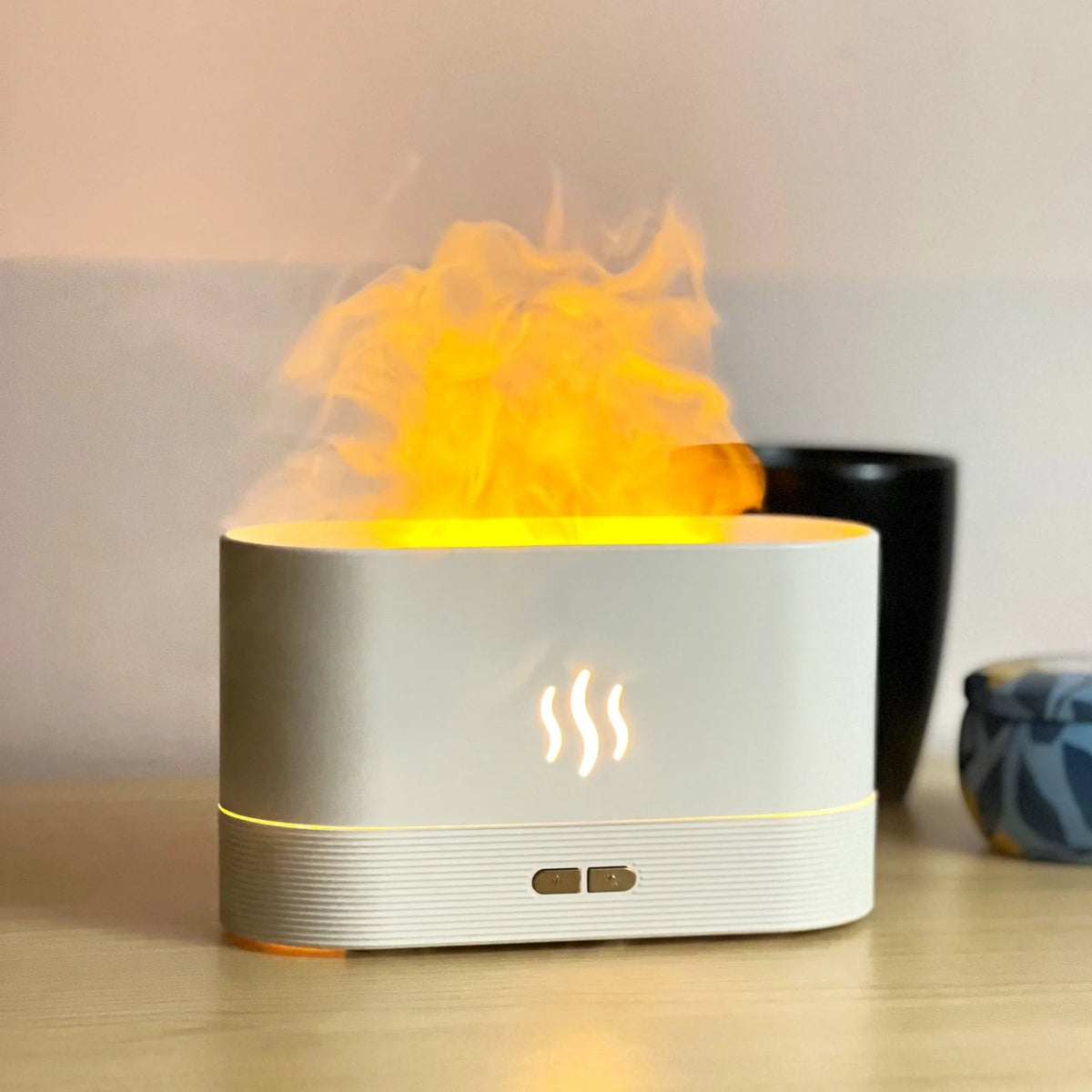 Luxury Flame Aroma Diffuser & Cool Mist Humidifier – 180ml LED Flame Effect Essential Oil Diffuser with USB Power for Home & Office