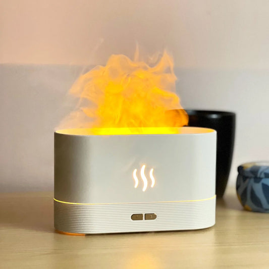 Luxury Flame Aroma Diffuser & Cool Mist Humidifier – 180ml LED Flame Effect Essential Oil Diffuser with USB Power for Home & Office