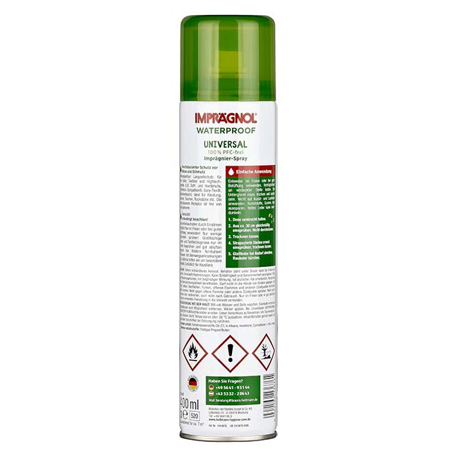 IMPRÄGNOL Waterproof Spray Universal 400 ml – 100% PFC-Free, Eco-Friendly Moisture &amp; Dirt Protection for Leather, Textiles &amp; High-Tech Fabrics, Breathable &amp; Long-Lasting Wax-Based Shield
